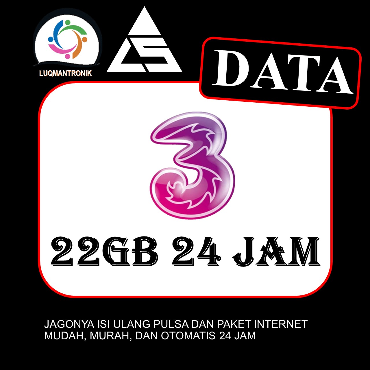 Paket Internet TRI REGULER - 22 GB nasional 24 jam, 30 hari