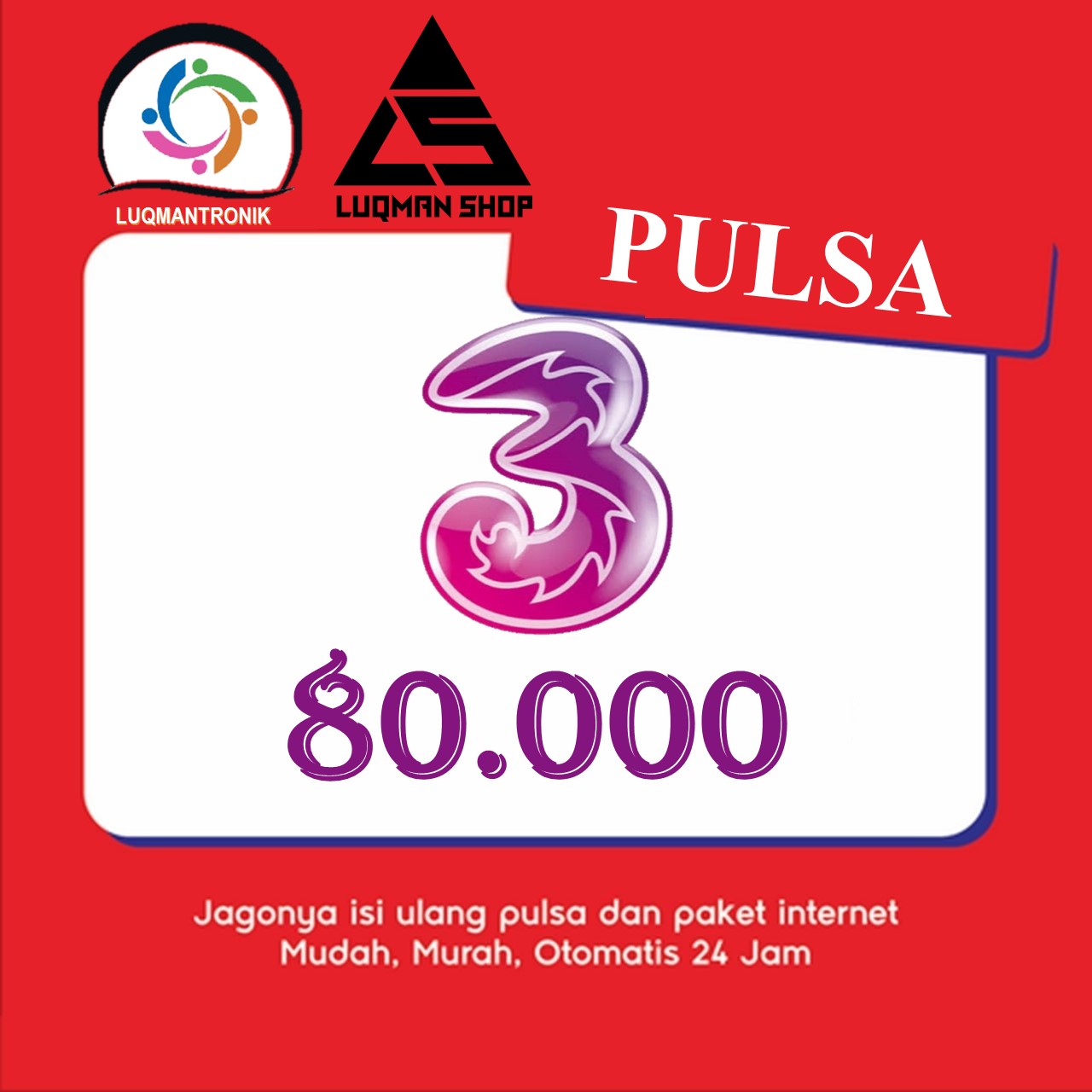 Pulsa TRI - Pulsa Three Rp 80.000