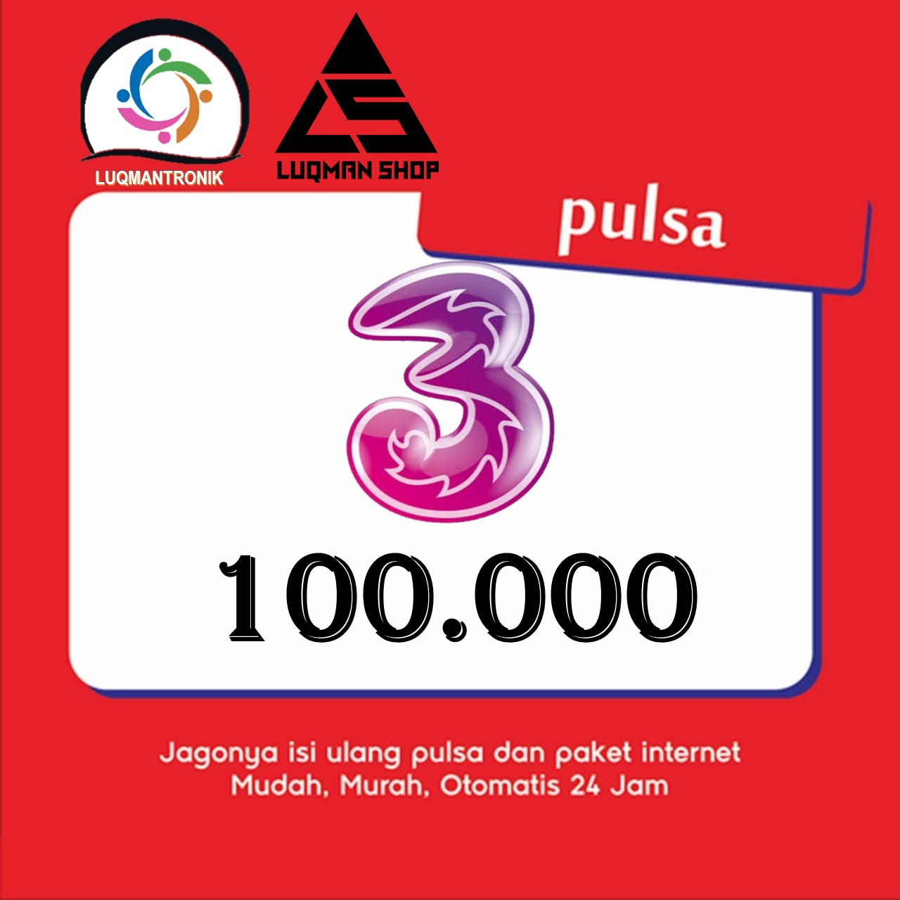 Pulsa TRI - Pulsa Three Rp 100.000