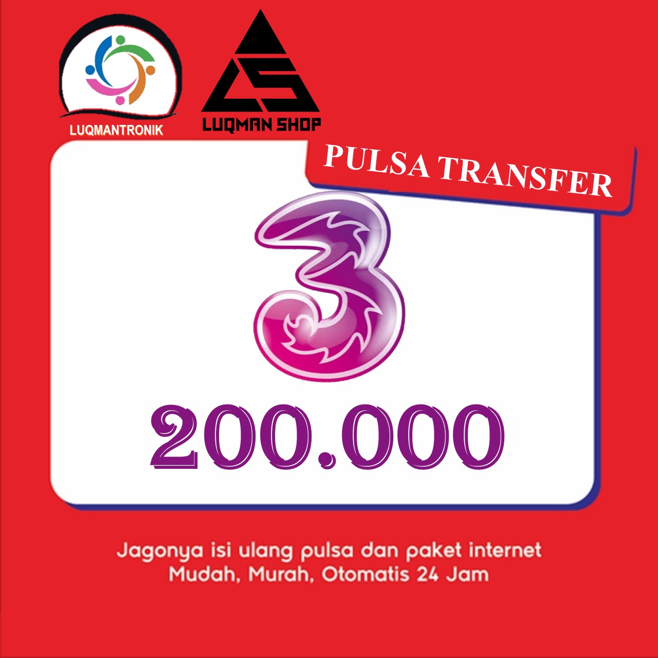 PULSA TRANSFER TRI - Pulsa TP Three 200.000