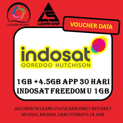 VOUCHER DATA INDOSAT(JATENG DIY) - Freedom U 1 GB + 4.5 GB Apps / 30 Hari